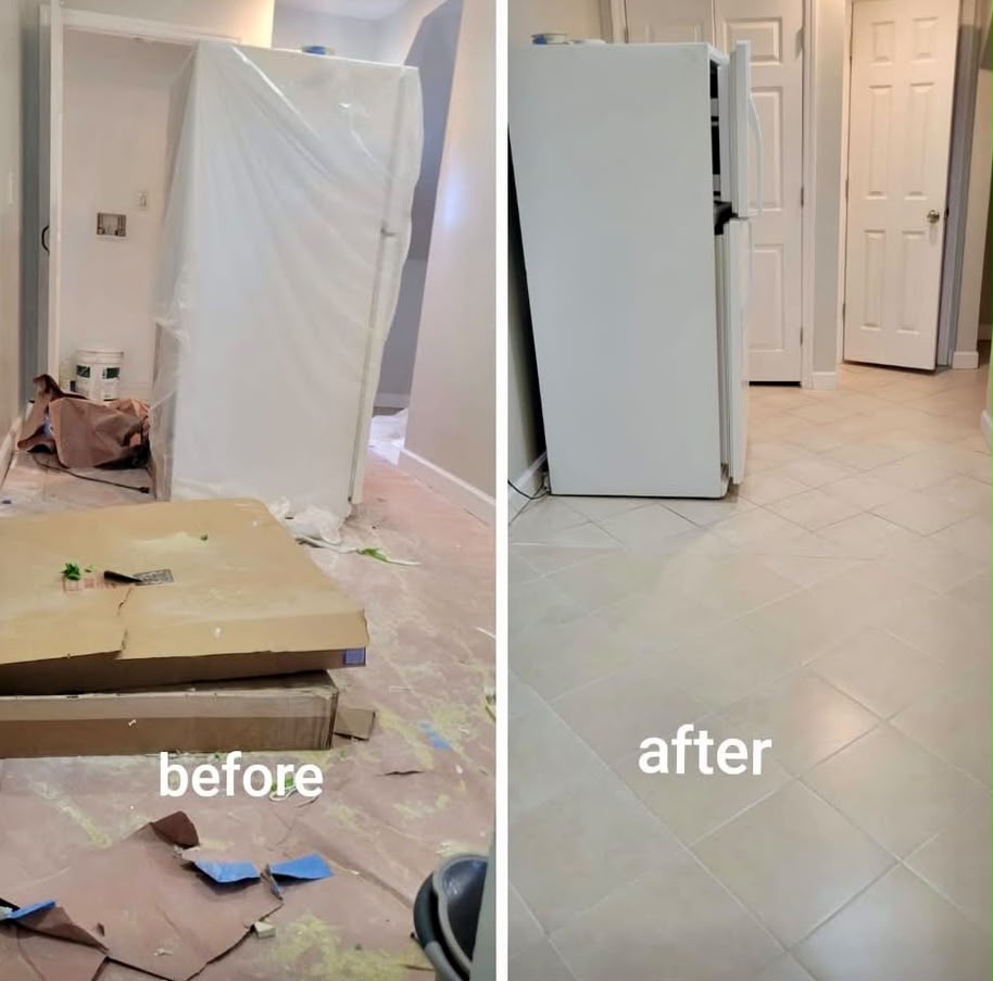 Kitchen tile grease deep clean Before / After